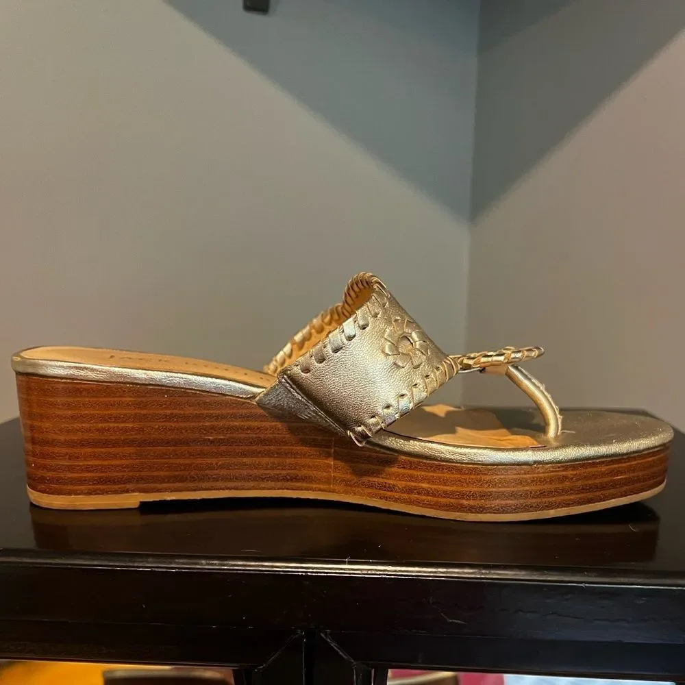 Jack Rogers Stacked Mid Wedge Platinum Platforms